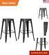 Modern Industrial Stackable Barstools Set Of 2, 24 Seat, Matte Black Finish