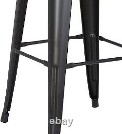 Modern Industrial Stackable Barstools Set of 2, 24 Seat, Matte Black Finish