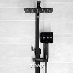 Modern Thermostatic Mixer Shower Set Square Black Finish Twin Head Exposed Valve