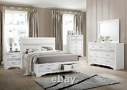 Modern White Finish 5 piece Bedroom Suite with Queen Size Platform Bed Set IA7U
