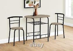 Monarch Contemporary 3-Piece Dining Set With Dark Taupe And Black Finish I 1206