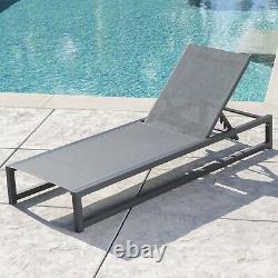 Mottetta Outdoor Finished Aluminum Framed Chaise Lounge with Mesh Body