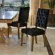 Myrtle Button Tufted Black Velvet Dining Chairs With Distressed Finish (set Of 2)