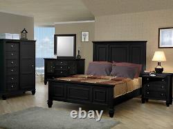 NEW 5 pieces Traditional Design Black Finish Bedroom Set with Queen Panel Bed IA75
