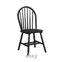 NEW Autumn Lane Windsor Solid Wood Dining Chairs Set Of 2 Black Finish