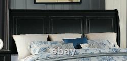 NEW Black Finish 5 piece Bedroom Set with King Bed Dresser Mirror Nightstands IA52
