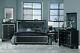 New Modern Black Finish Bedroom Furniture 5pcs King Led Lighted Bed Set Ia4o