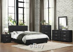 NEW Modern Design Black Finish 5 pieces Bedroom Set with Queen Size Vinyl Bed IA42
