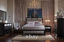 NEW Modern Furniture 5 piece Black & Silver Finish Queen King Bedroom Set IL78
