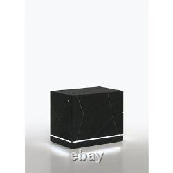 NEW Modern Italian 4PC LED Gloss Black Queen King Contemporary Bedroom Set