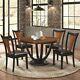 New 5pc Boyer Modern Black & Cherry Finish Two Tone Wood Round Dining Table Set