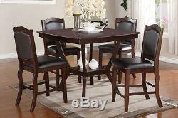 New 5pc Thornton II Espresso Finish Wood Counter Height Dining Table Set Chairs