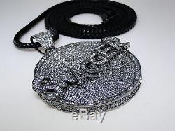 New Mens Black Gold Finish White Simulated Diamond Swagger Charm + Chain Set