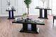 New Merla Contemporary 3pc Black Finish Wood Glass Coffee End Sofa Table Set Led