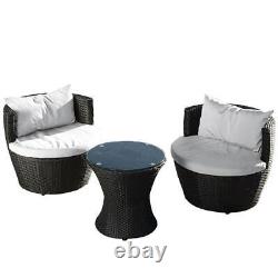 Noble House Kono Outdoor 3-Pc Chat Set in Black Finish
