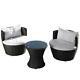 Noble House Kono Outdoor 3-pc Chat Set In Black Finish