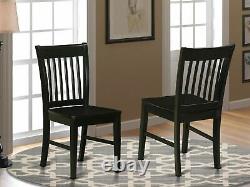 Norfolk Solid Wood Dining chair with Wood Seat Black Finish Set Of 2