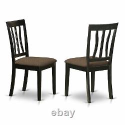 Norfolk Solid Wood Dining chair with Wood Seat Black Finish Set Of 2