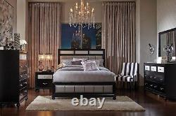 ON SALE 5 piece Black Finish Queen King Bedroom Set Modern Furniture IL78