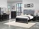On Sale Modern Black Finish Queen King Faux Leather Bedroom Set Furniture Ia7m
