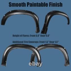 Paintable Black 19-23 Chevy Silverado 1500 Pocket Rivet Bolt Fender Flares Set