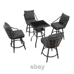 Patio Festival Metal 5-Piece Outdoor Dining Set in Gray/Black Finish
