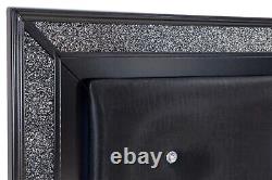 Pearl Black Metallic Finish Bedroom 4pc Set LED Queen Bed Nightstand Dresser