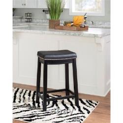 Pemberly Row 26 Wood Counter Stool in Black Finish Set of 2
