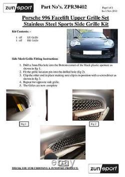 Porsche Carrera 996 Facelift Upper Grill Set Black finish (2002 to 2004)