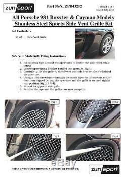 Porsche Cayman/Boxster 981 (All) Side Vents Grille Set Black finish 2012 to