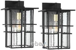 Possini Euro Arley 16 High Black Finish Outdoor Wall Lights Set of 2