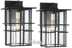 Possini Euro Arley 16 High Black Finish Outdoor Wall Lights Set of 2