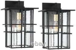 Possini Euro Arley 16 High Black Finish Outdoor Wall Lights Set of 2