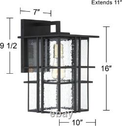 Possini Euro Arley 16 High Black Finish Outdoor Wall Lights Set of 2