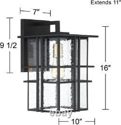 Possini Euro Arley 16 High Black Finish Outdoor Wall Lights Set of 2