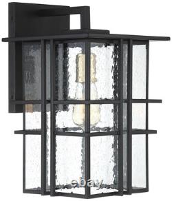 Possini Euro Arley 16 High Black Finish Outdoor Wall Lights Set of 2