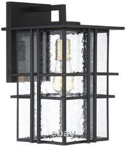 Possini Euro Arley 16 High Black Finish Outdoor Wall Lights Set of 2