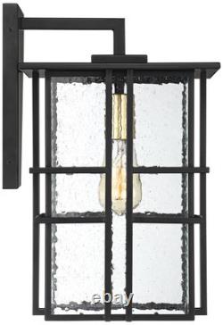 Possini Euro Arley 16 High Black Finish Outdoor Wall Lights Set of 2