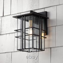 Possini Euro Arley 16 High Black Finish Outdoor Wall Lights Set of 2
