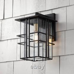 Possini Euro Arley 16 High Black Finish Outdoor Wall Lights Set of 2