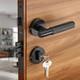 Premium Black Finish Mortise Main Door Lock Handle Set For Home & Hotels
