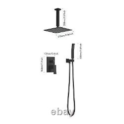 Premium Shower Set with Ceiling Mounted Rainfall Head Matte Black Finish