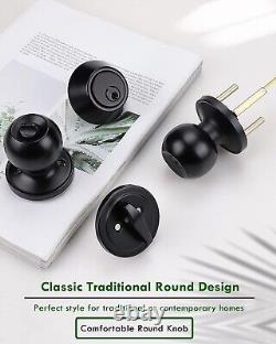 Premium Stainless Steel Entry Door Lock Set 4 Pack, Modern Flat Black Finish