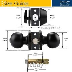 Premium Stainless Steel Entry Door Lock Set 4 Pack, Modern Flat Black Finish
