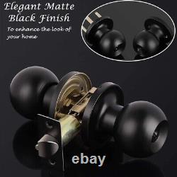 Premium Stainless Steel Entry Door Lock Set 4 Pack, Modern Flat Black Finish