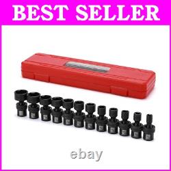 Professional 12-Piece Shallow Impact Socket Set SAE, Black Phosphate Finish