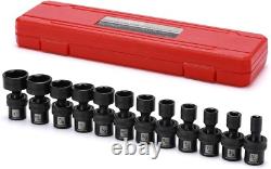 Professional 12-Piece Shallow Impact Socket Set SAE, Black Phosphate Finish