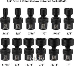 Professional 12-Piece Shallow Impact Socket Set SAE, Black Phosphate Finish