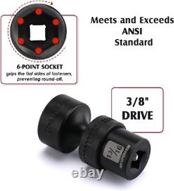 Professional 12-Piece Shallow Impact Socket Set SAE, Black Phosphate Finish