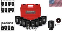Professional 8-Piece 1/2 Drive Impact Socket Set Black Phosphate Finish